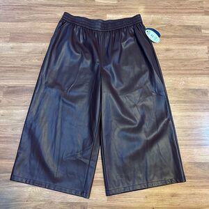 Scoop Faux Leather Wide Leg Pants Fudge | Women Size XXL